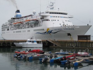 the cruise boat leaves